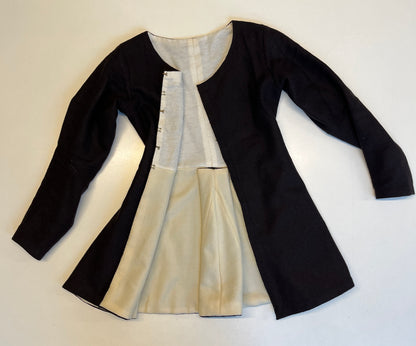 Finished garment - Tudor woman's mid-century 'poor black' coat as featured in The Typical Tudor