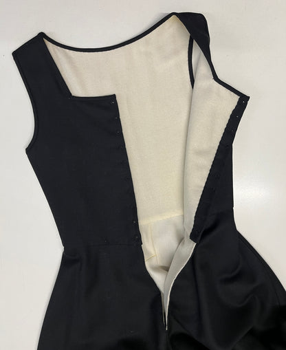 Finished garment - Tudor woman's black worsted kirtle as featured in The Queen's Servants