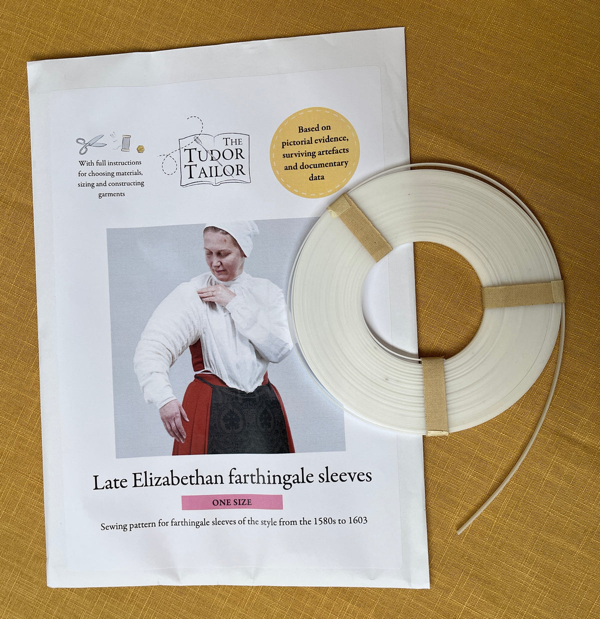 Combined offer: Pattern for a pair of Elizabethan farthingale sleeves PLUS 16 yards of Synthetic 4mm whalebone
