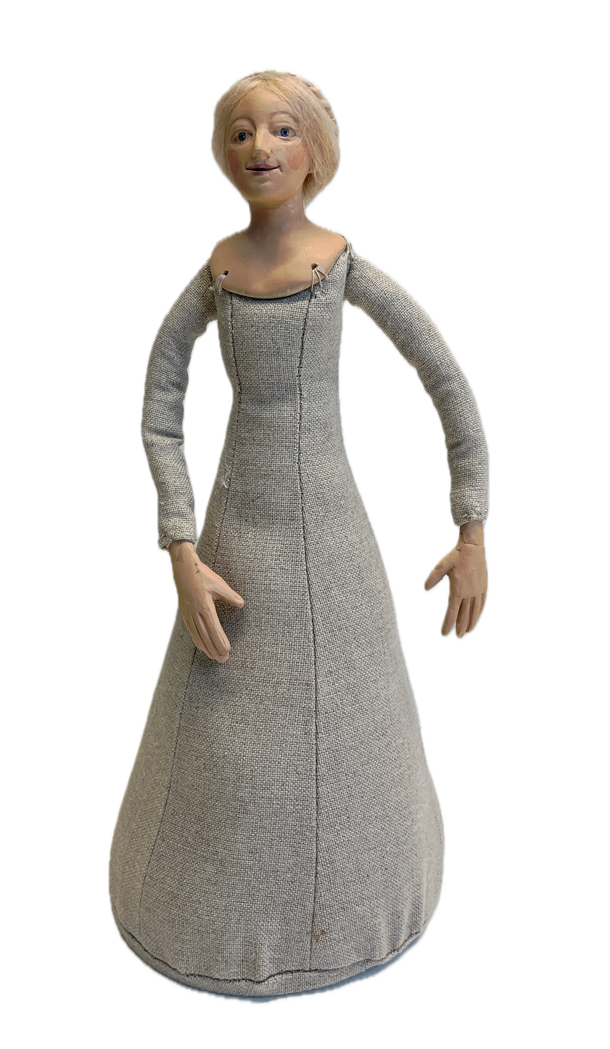 Completed Tudor style 'Jane Seymour' doll with blonde hair ready for dressing