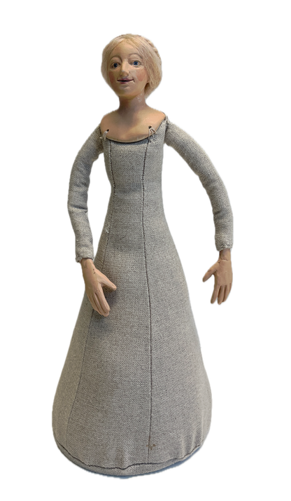 Completed Tudor style 'Jane Seymour' doll with blonde hair ready for dressing