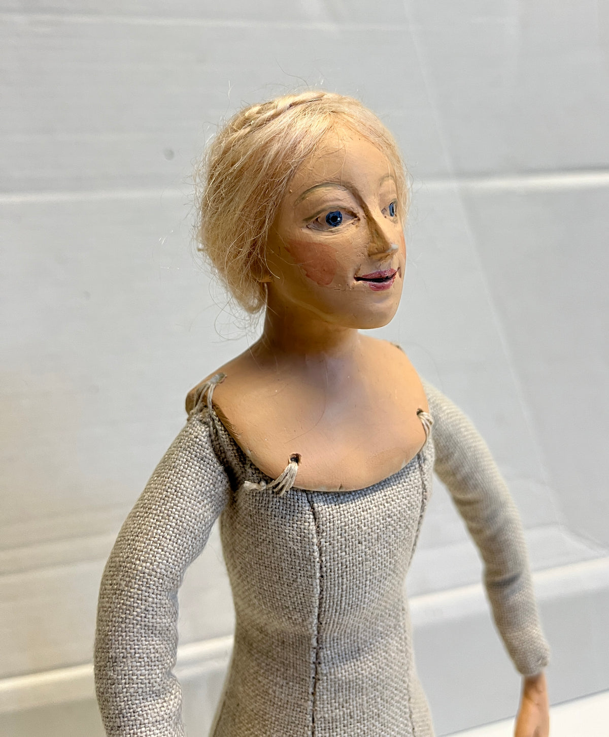 Completed Tudor style 'Jane Seymour' doll with blonde hair ready for dressing