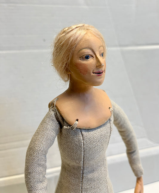 Completed Tudor style 'Jane Seymour' doll with blonde hair ready for dressing