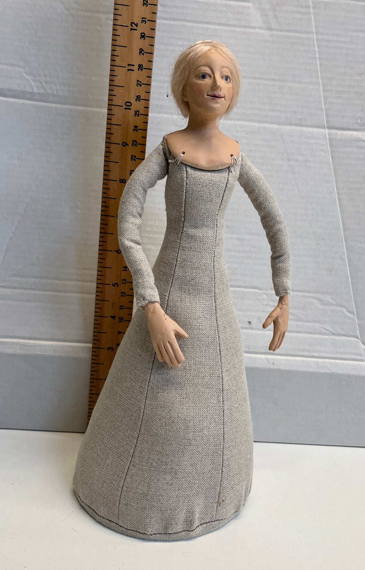 Completed Tudor style 'Jane Seymour' doll with blonde hair ready for dressing