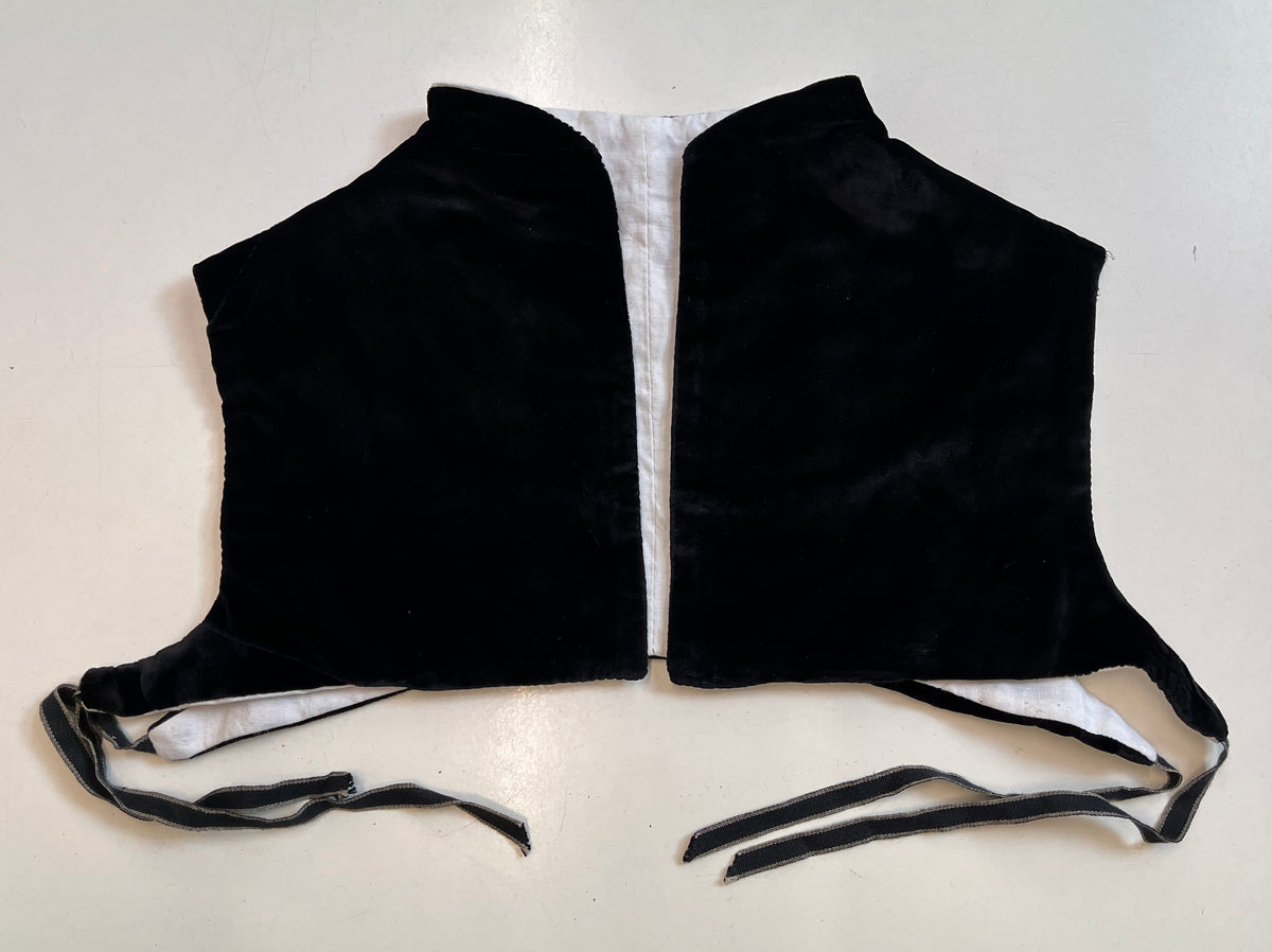 Finished garment - Tudor woman's black silk velvet partlet