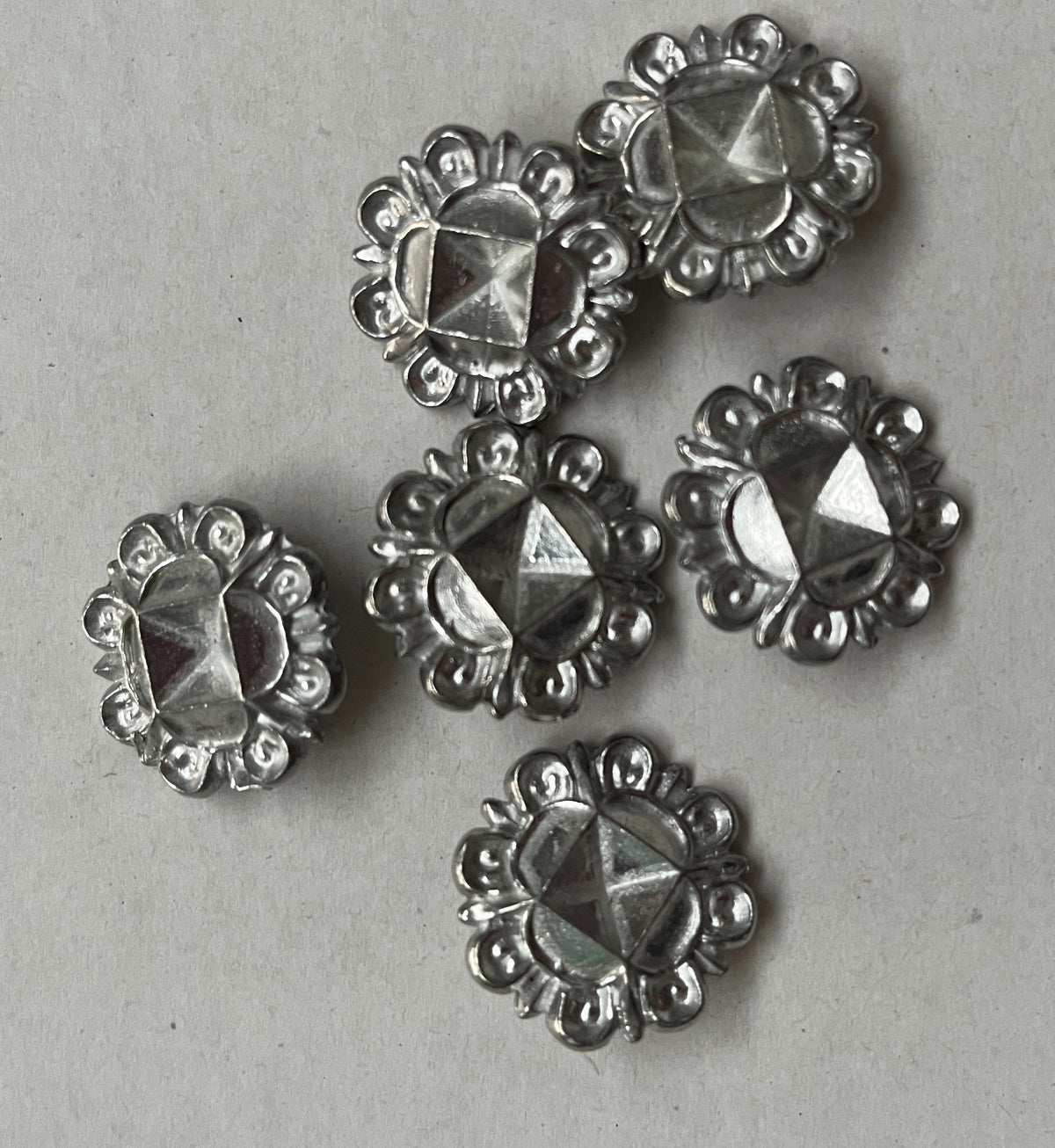 Replica Tudor style cast pewter jewel fittings (ouches) for Renaissance or Elizabethan reenactment