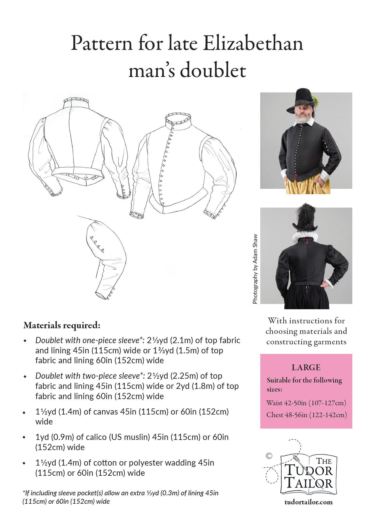 Pattern for Late Elizabethan man's doublet with variations