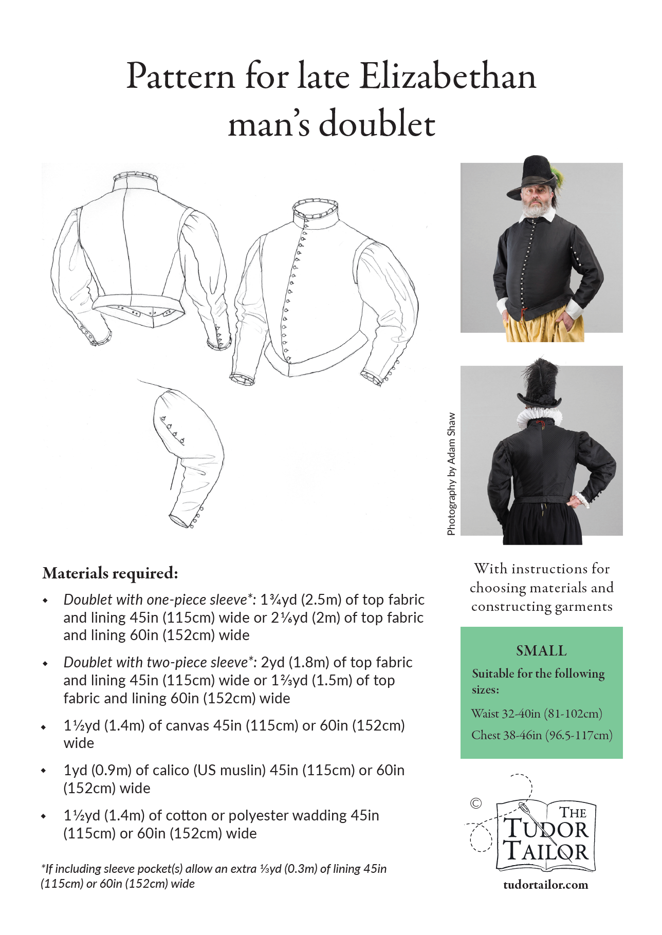 Pattern for late Elizabethan man's doublet with variations