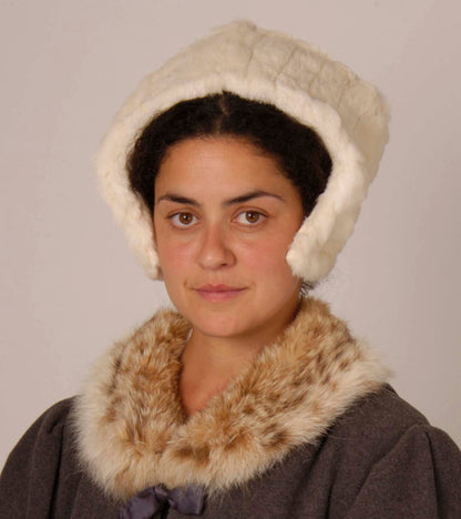 Finished Garment - Tudor woman's lettice cap - real vintage fur