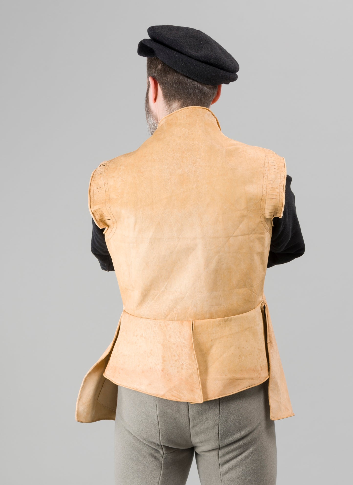 Finished garment - Man's early to mid-century leather jerkin as featured in The Typical Tudor