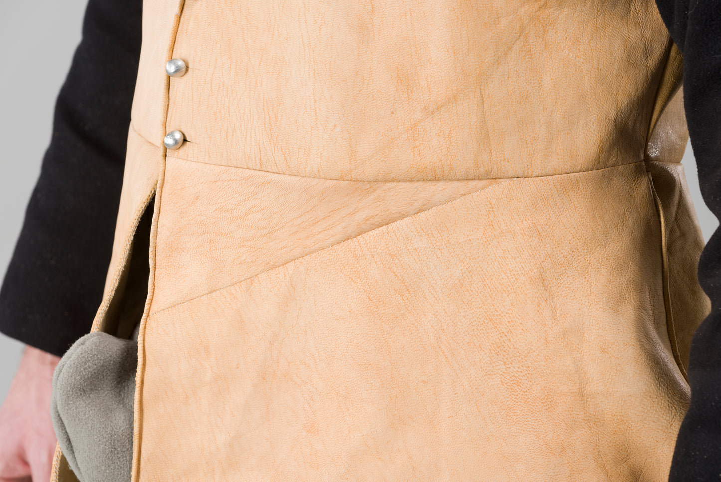 Finished garment - Man's early to mid-century leather jerkin as featured in The Typical Tudor