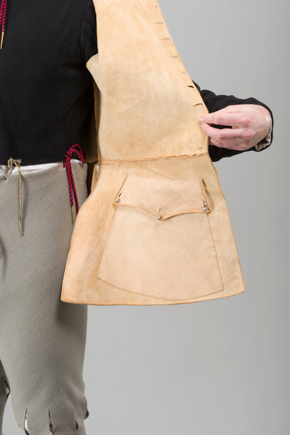 Finished garment - Man's early to mid-century leather jerkin as featured in The Typical Tudor