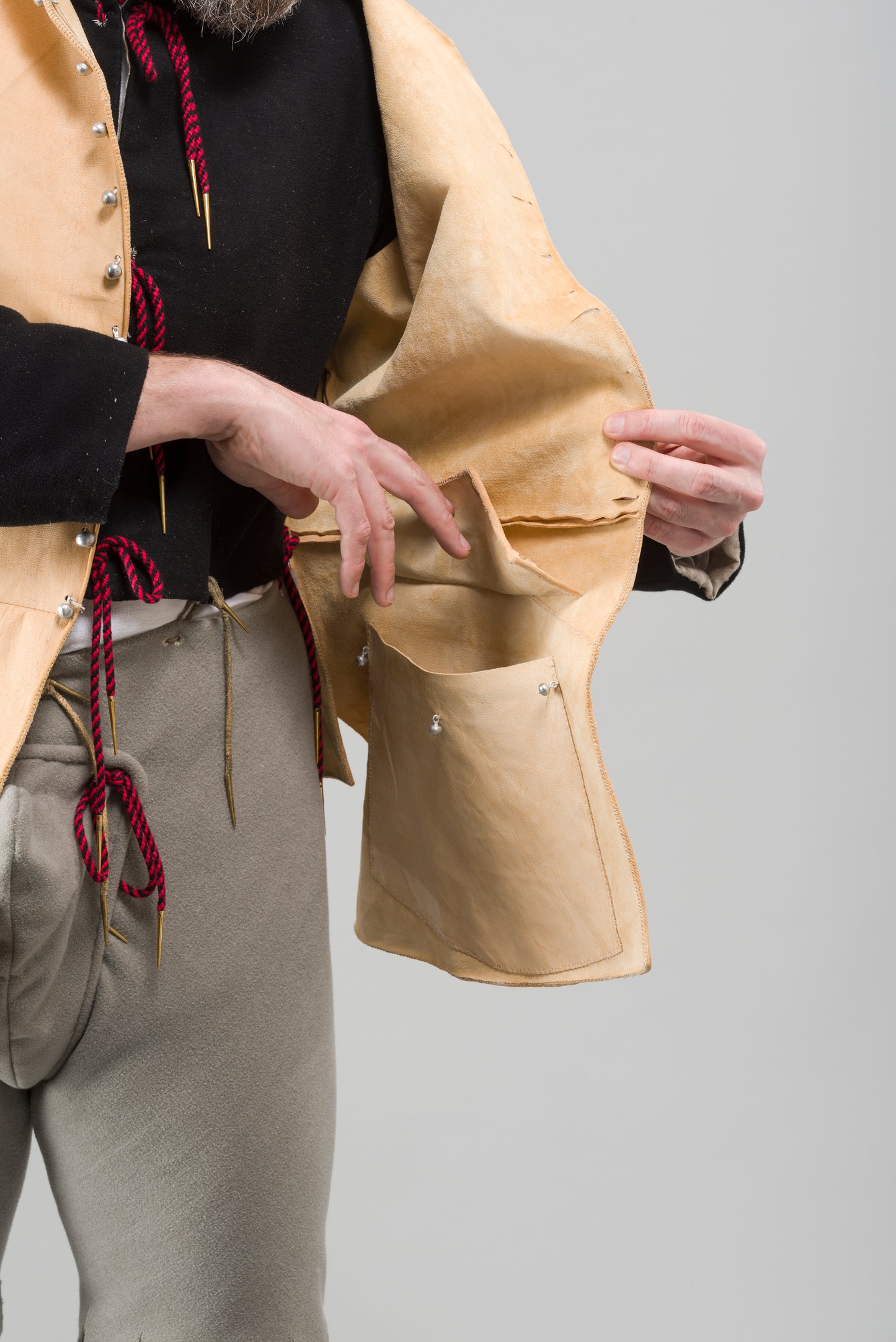 Finished garment - Man's early to mid-century leather jerkin as featured in The Typical Tudor