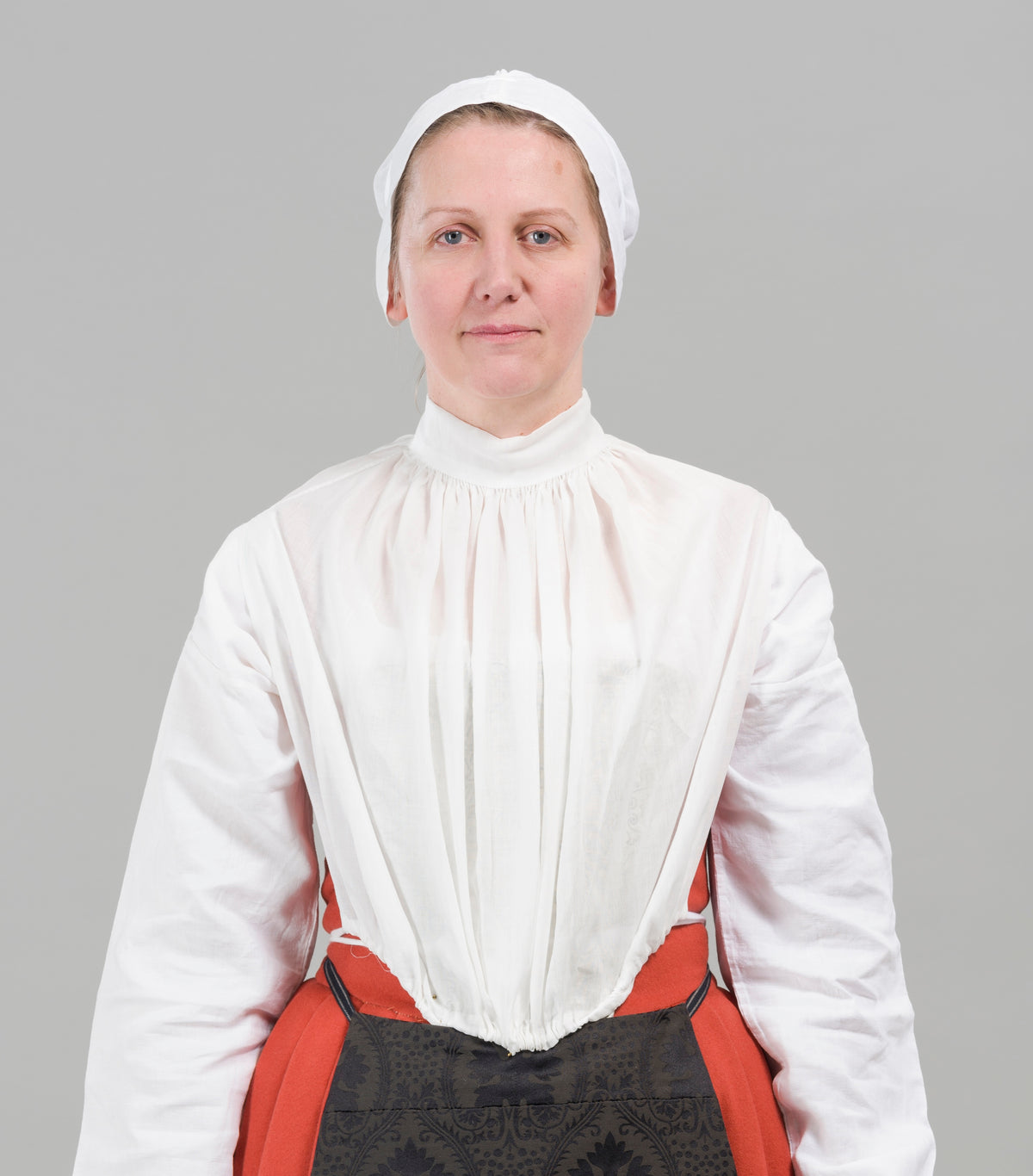 Finished garment - Tudor woman's white ramie gorget