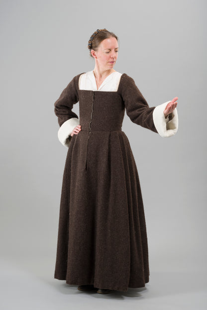 Finished garment - Tudor woman's poor black round gown as featured in The Typical Tudor (Copy)