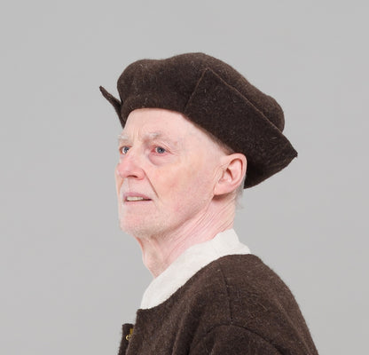 Finished garment - Frieze wool man's bonnet as featured in The Typical Tudor