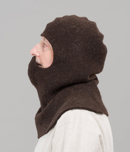 Finished garment - Frieze husbandman's hood as featured in The Typical Tudor