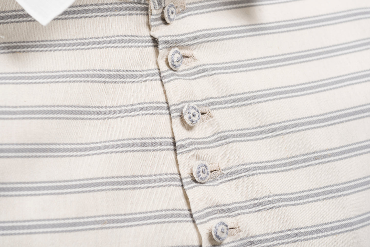 Finished garment - Man's mid-century striped canvas doublet as featured in The Typical Tudor