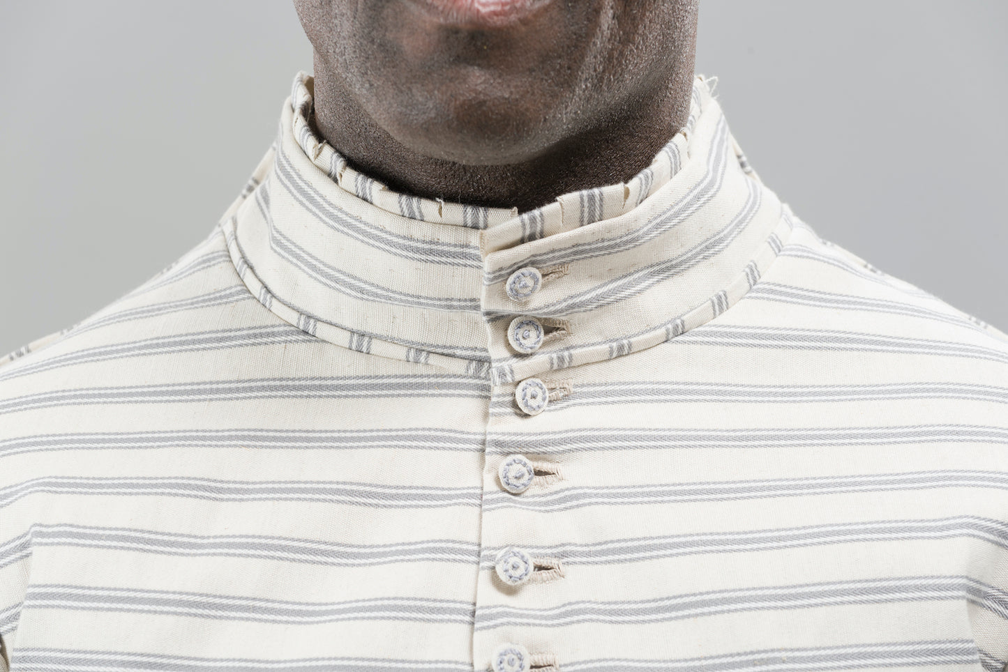 Finished garment - Man's mid-century striped canvas doublet as featured in The Typical Tudor