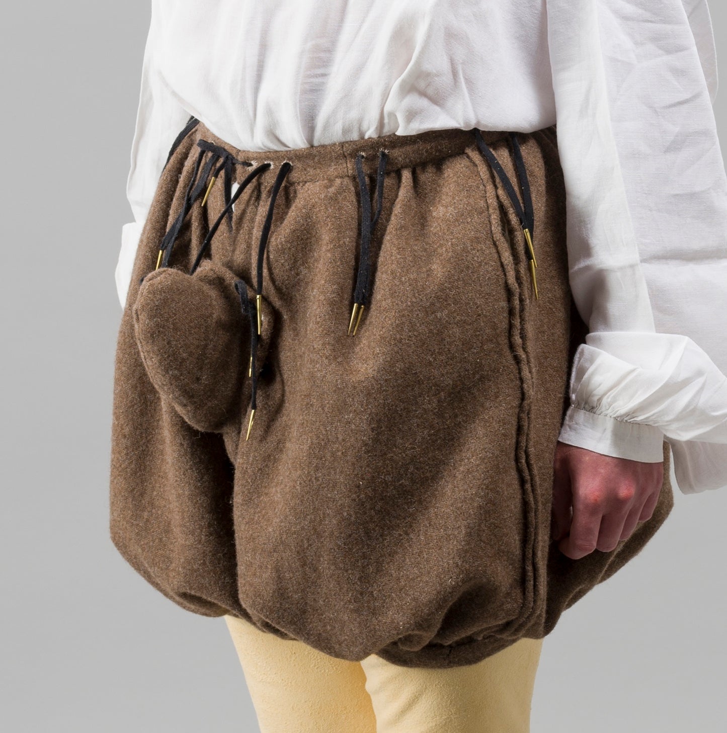 Finished garment - Man's mid-century russet wool round hose as featured in The Typical Tudor