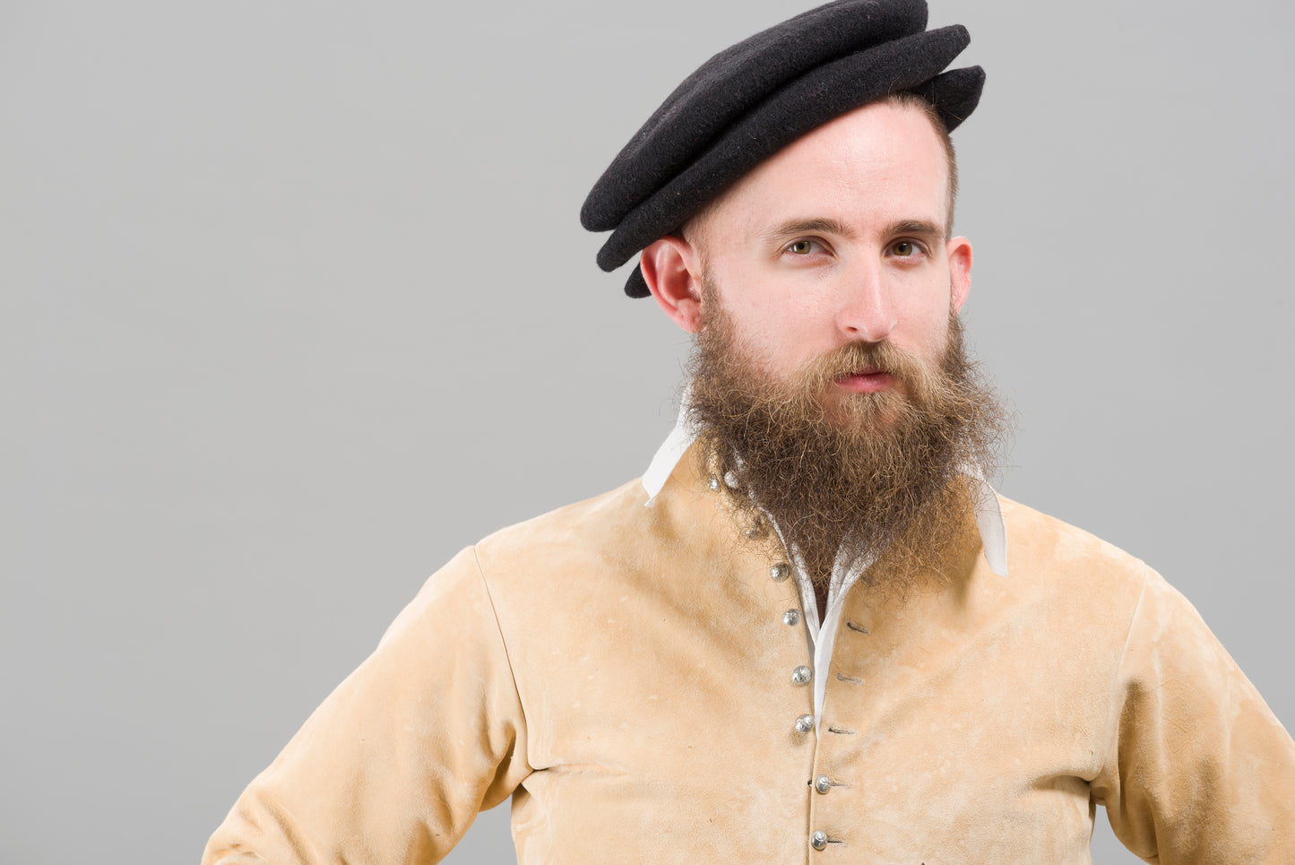 Finished garment - Man's mid-century leather doublet as featured in The Typical Tudor