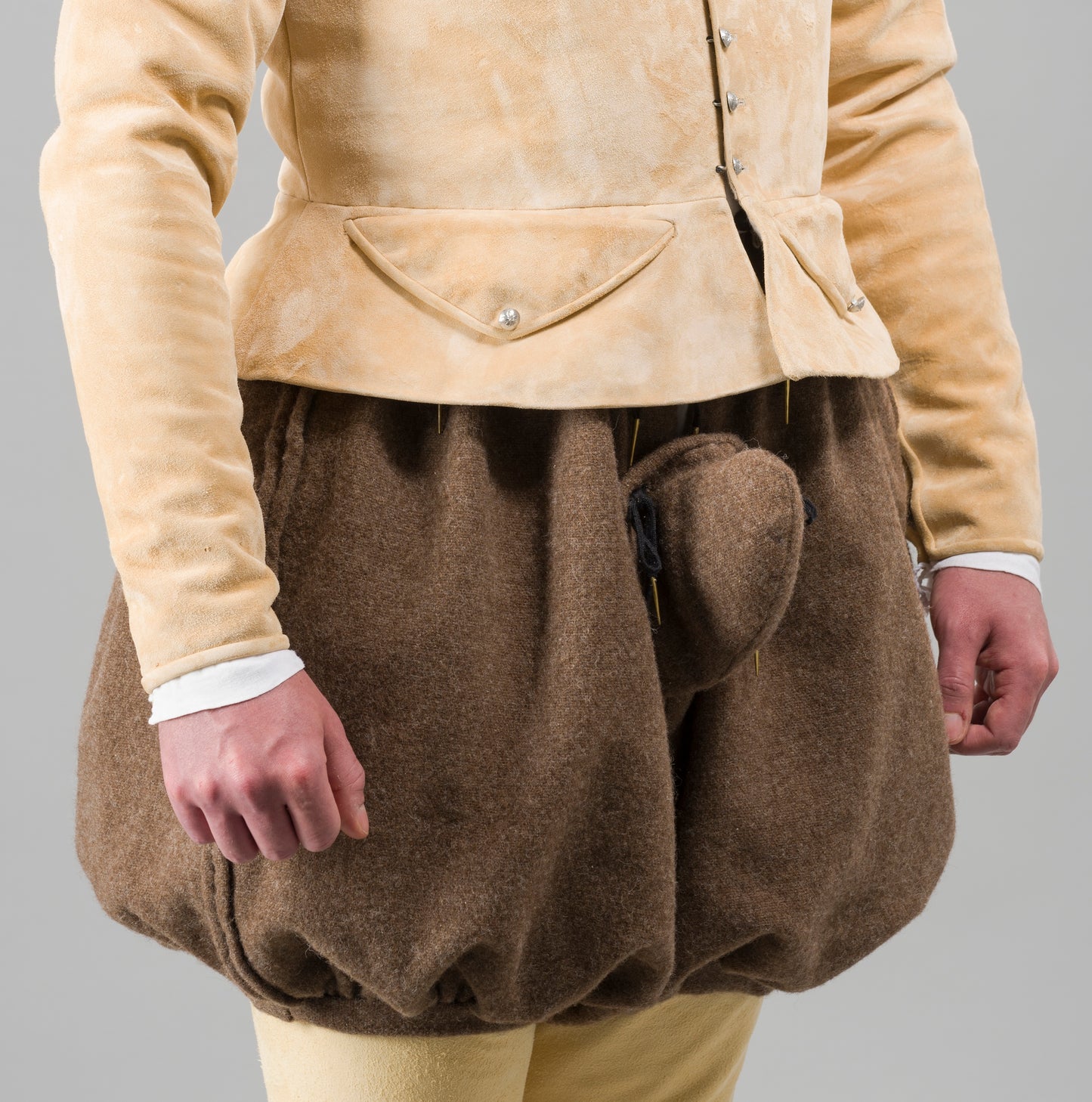 Finished garment - Man's mid-century russet wool round hose as featured in The Typical Tudor