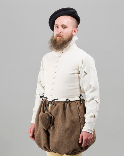 Finished garment - Man's mid-century slashed canvas doublet as featured in The Typical Tudor