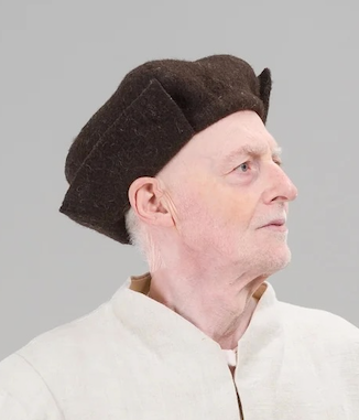 Finished garment - Frieze wool man's bonnet as featured in The Typical Tudor
