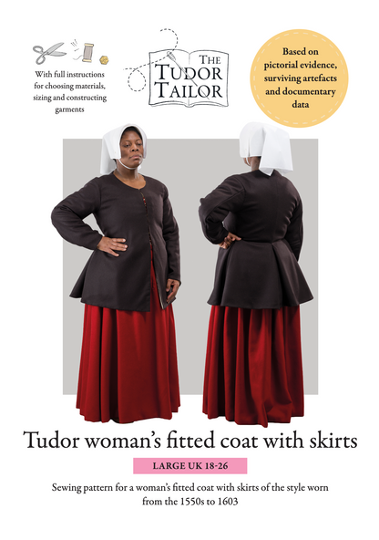 Pattern for Tudor woman's fitted coat with skirts