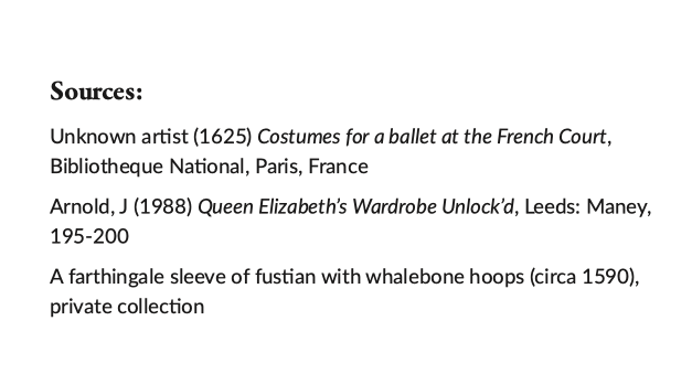 Pattern for Elizabethan lady's French farthingale & rolls, nowadays called a drum or wheel farthingale