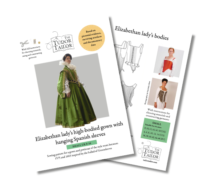 Combined offer: pattern for Elizabethan Lady's high-bodied gown PLUS pattern for Elizabethan lady's bodies with variations