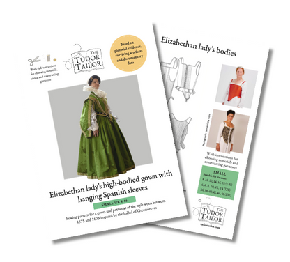 Combined offer: pattern for Elizabethan Lady's high-bodied gown PLUS pattern for Elizabethan lady's bodies with variations
