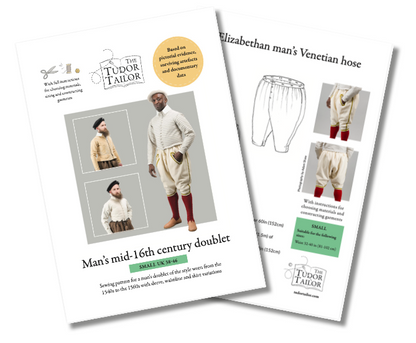 Combined offer: Pattern for man's mid-16th century doublets with variations PLUS pattern for Pattern for Elizabethan man's Venetian hose