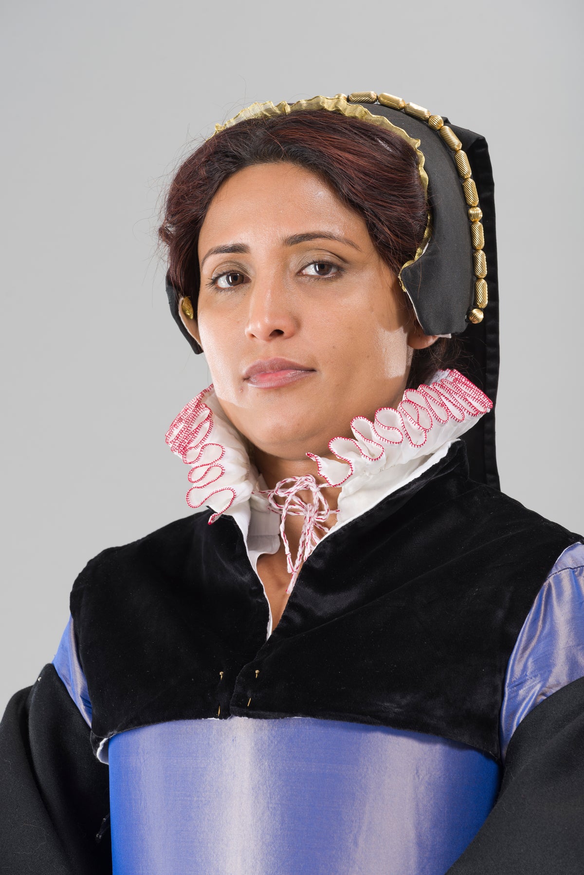 Finished garment - Tudor woman's black silk velvet partlet