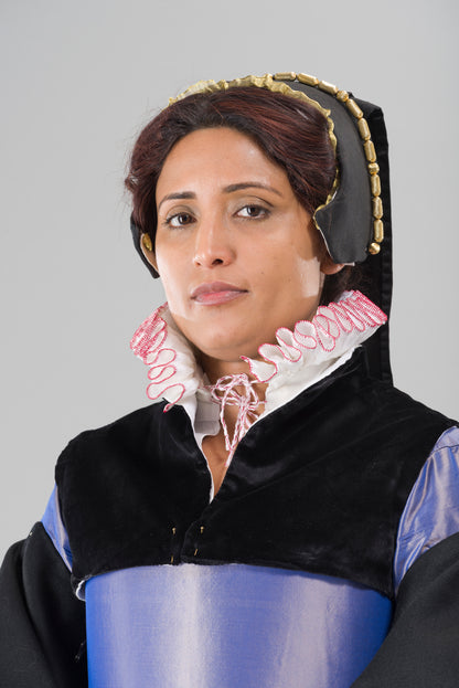 Finished garment - Tudor woman's black silk velvet partlet