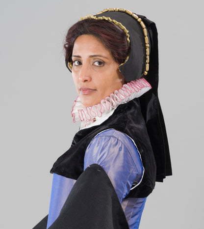 Finished garment - Tudor woman's black silk velvet partlet