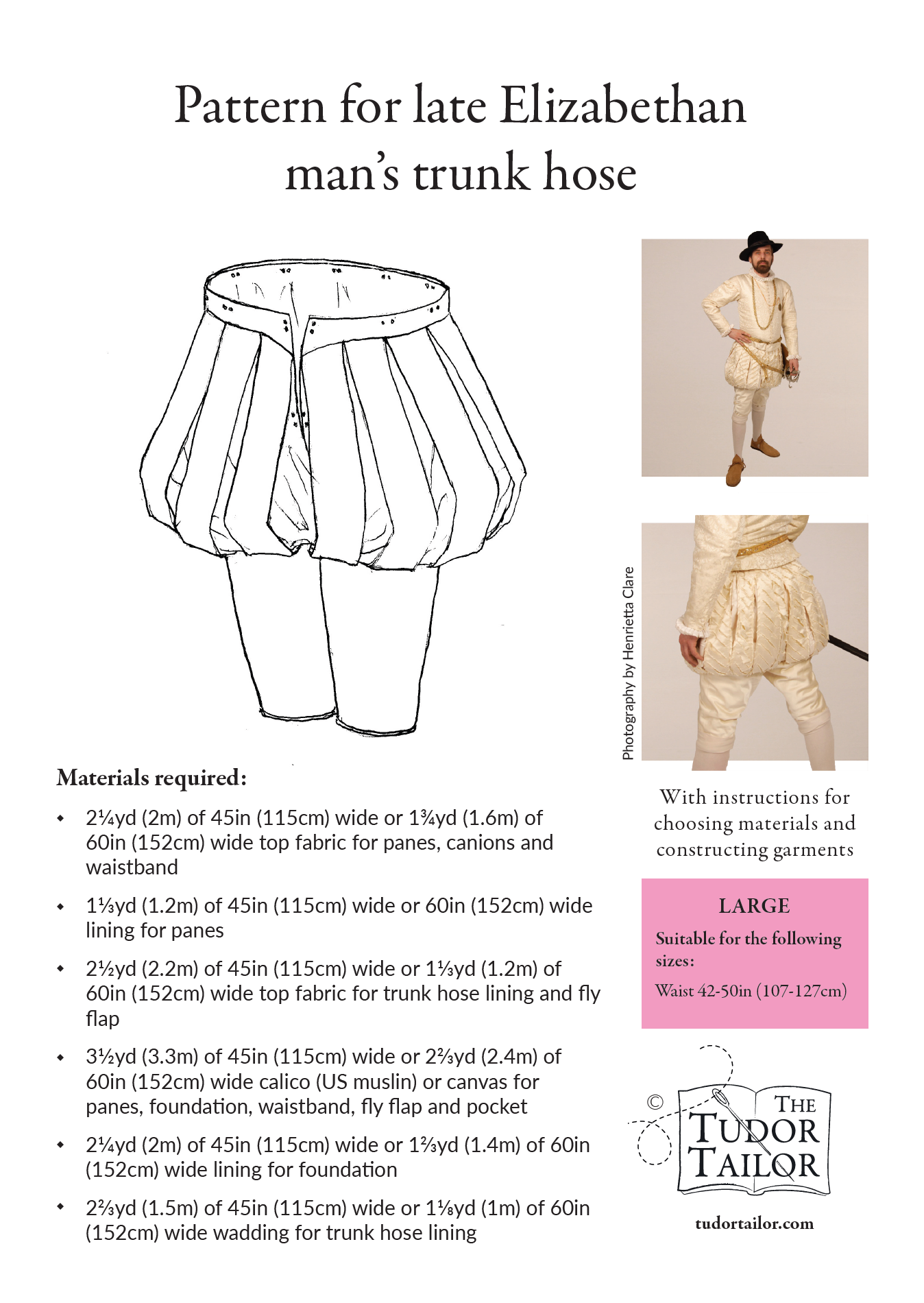 Pattern for late Elizabethan man's trunk hose