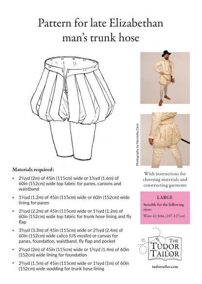 Pattern for late Elizabethan man's trunk hose