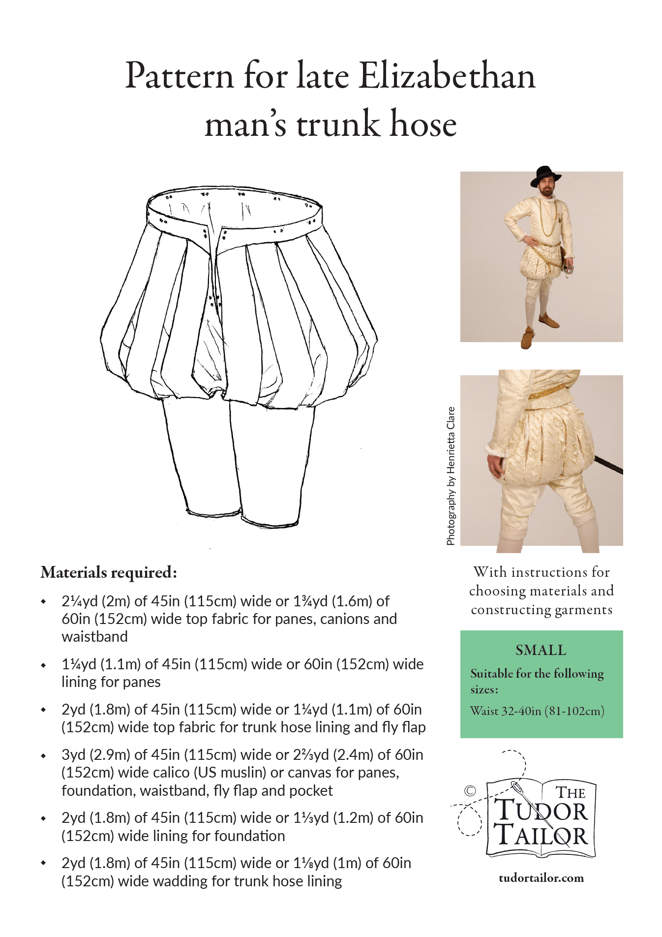 Pattern for late Elizabethan man's trunk hose