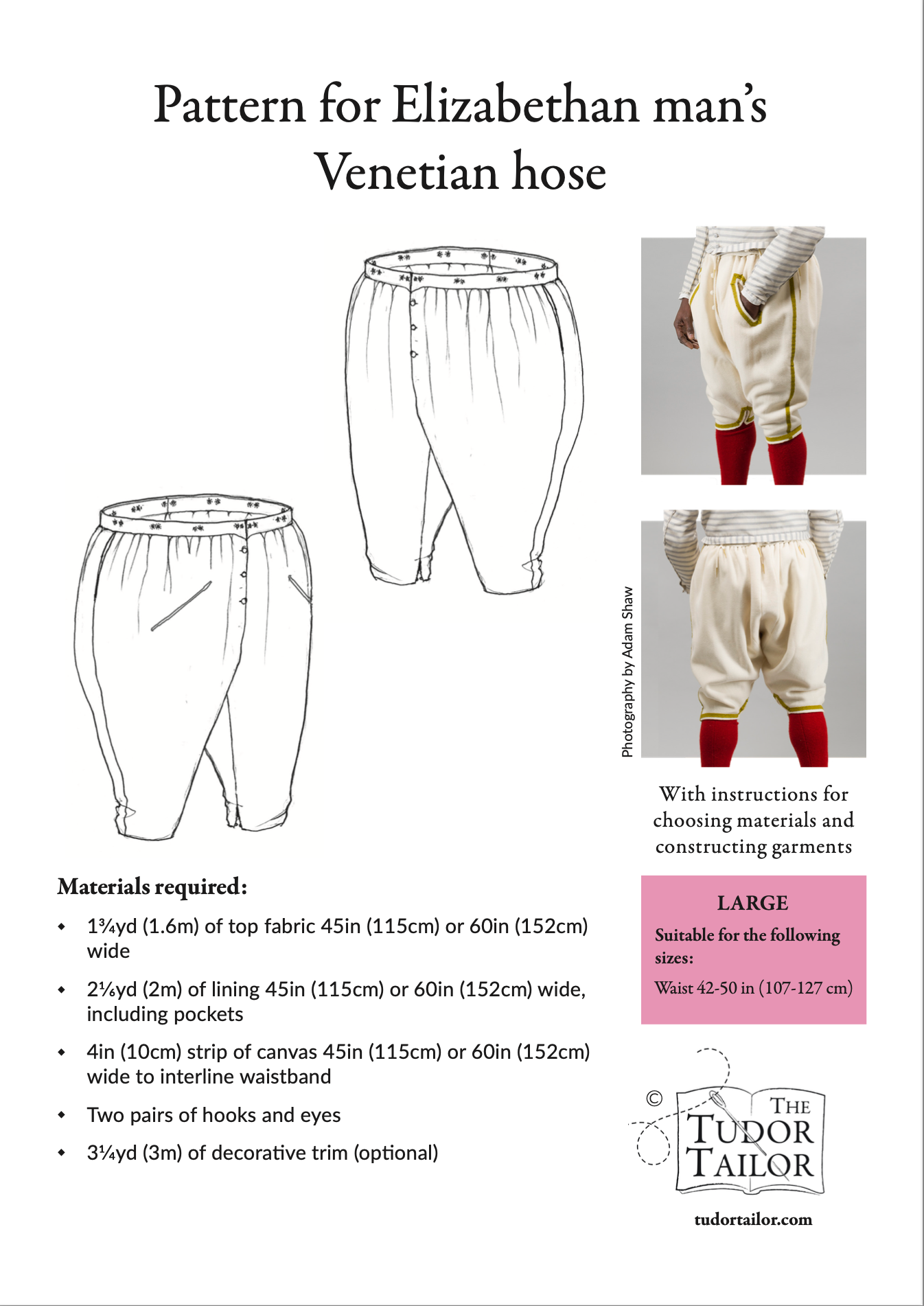 Pattern for Elizabethan man's Venetian hose