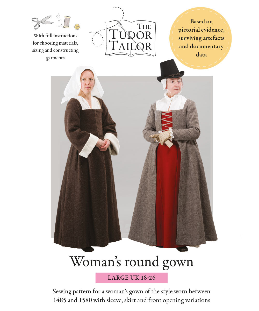Pattern for Tudor woman's round gown with variations, Tudor Tailor exclusive