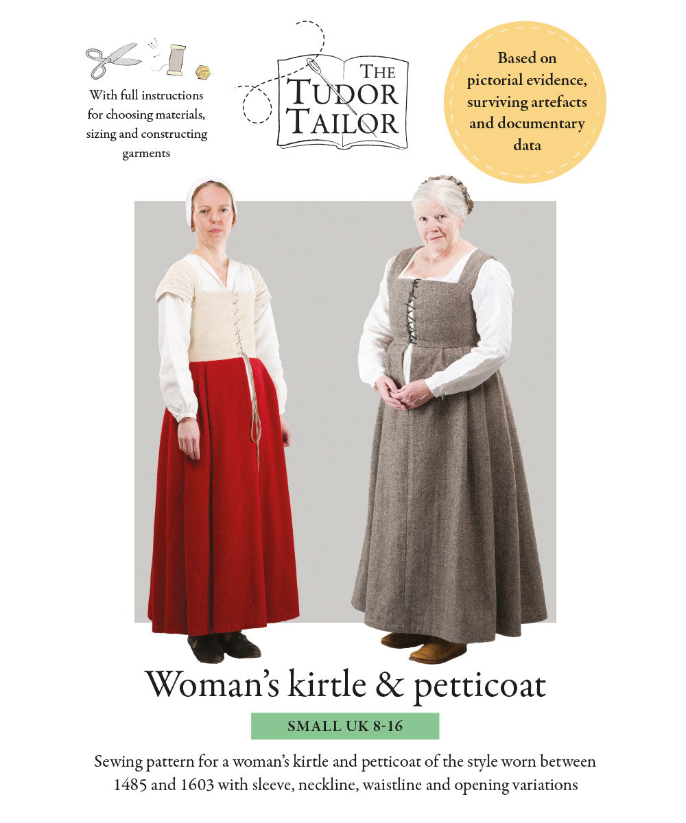Pattern for Tudor woman's kirtle & petticoat with variations, Tudor Tailor exclusive