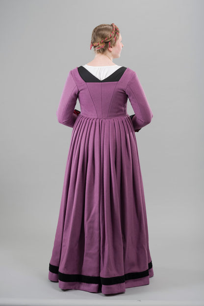 Finished garment - Violet wool round gown as featured in The Typical Tudor