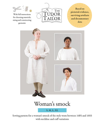 Pattern for Tudor woman's smock, nowadays called a chemise, Tudor Tailor exclusive