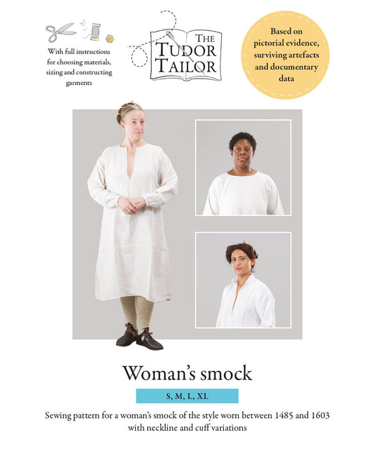 Pattern for Tudor woman's smock, nowadays called a chemise, Tudor Tailor exclusive