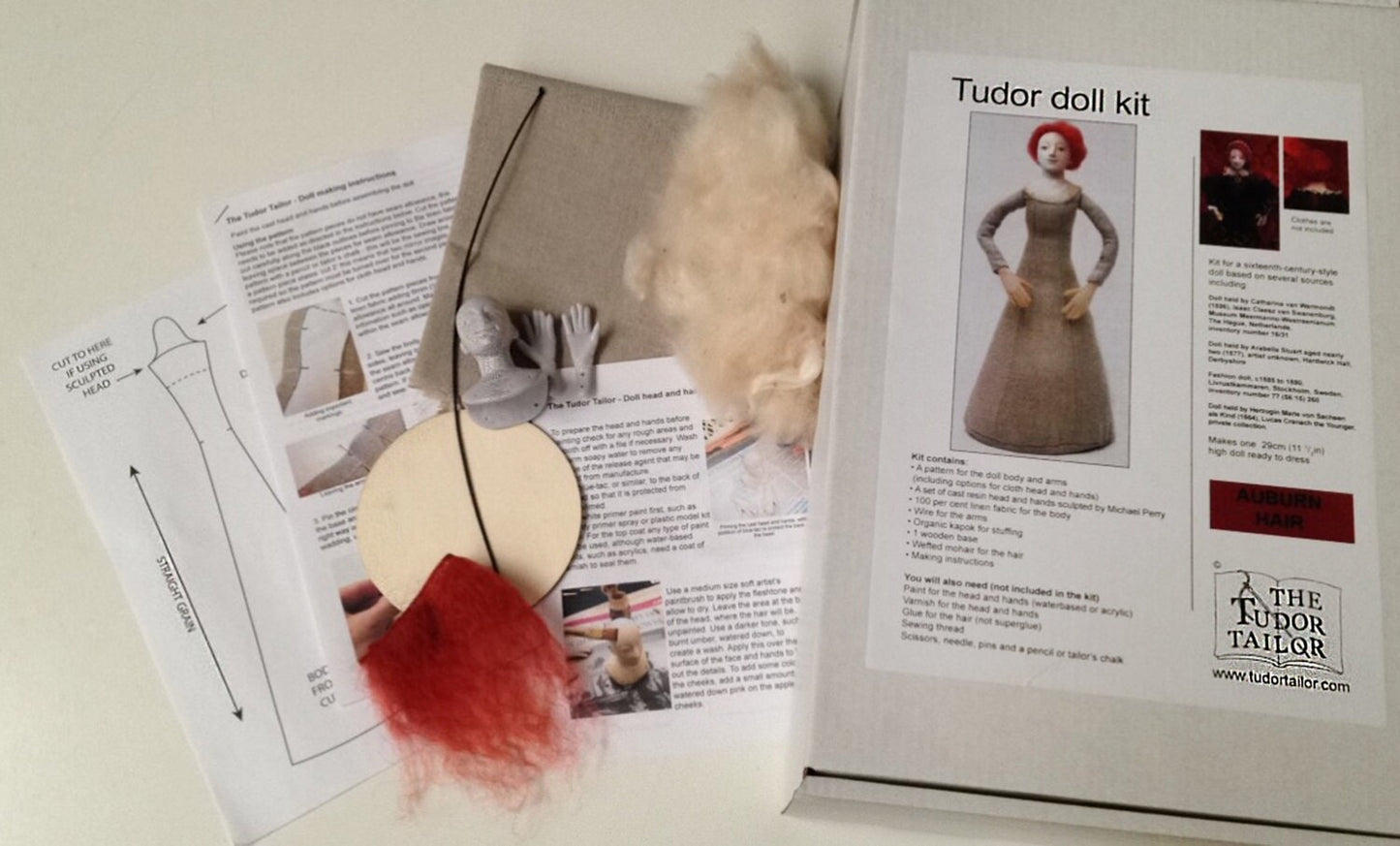 Kit for a Tudor style woman doll with auburn or red hair