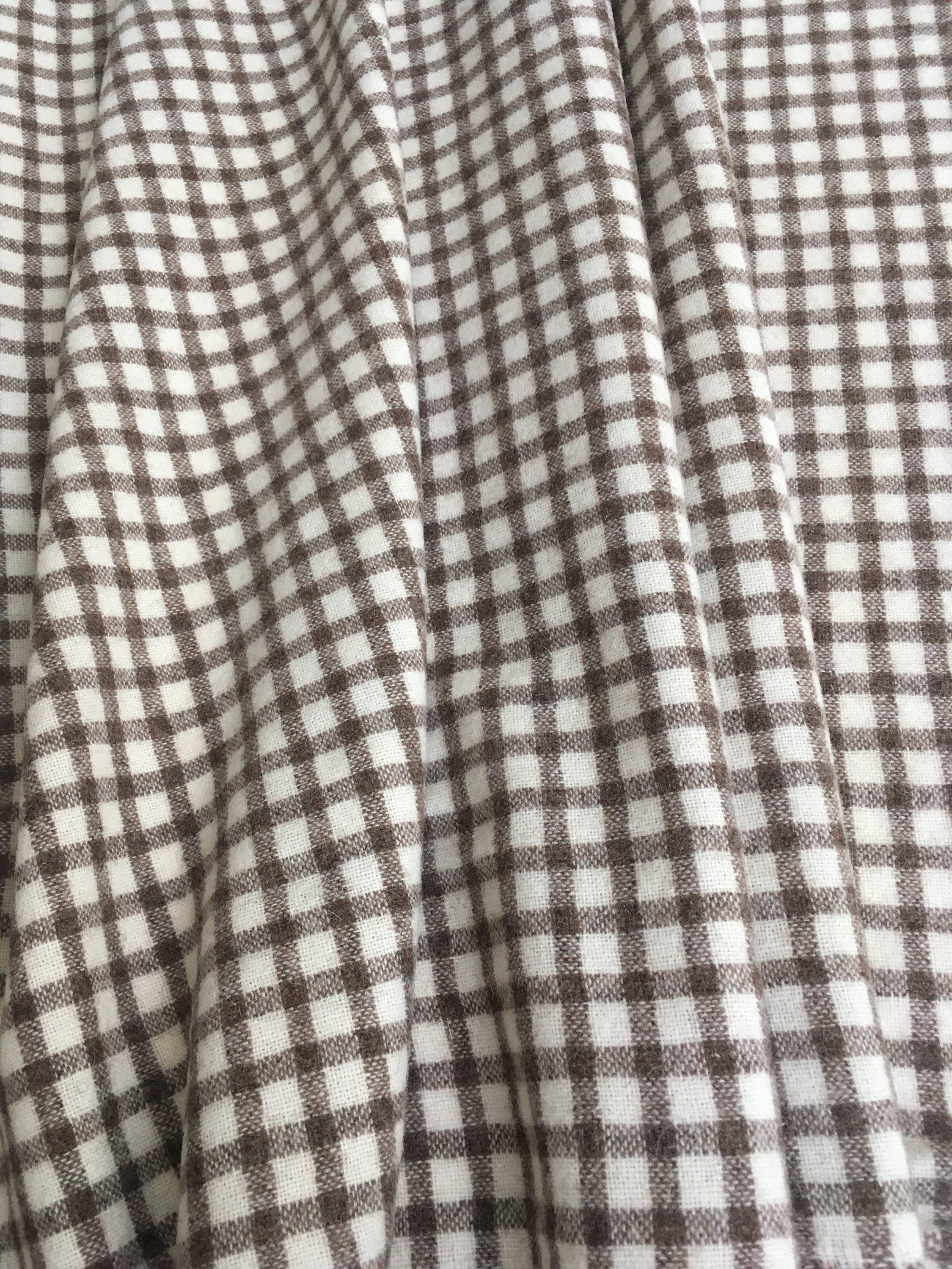 Natural 'sheep colour' cream and brown checked Tudor style woollen clo ...