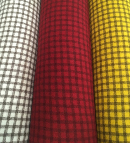 Natural 'sheep colour' cream and brown checked Tudor style woollen cloth - fabric sold by the half yard