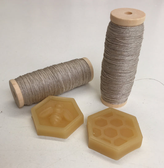 Tudor style 35/2 linen thread and beeswax for Renaissance or Elizabethan reenactment - unbleached