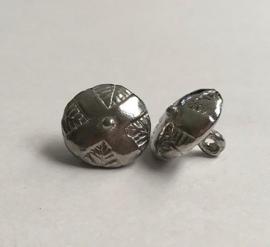 Set of 12 replica Tudor pewter thread cross buttons for Renaissance or Elizabethan reenactment, 9/16" (14mm)